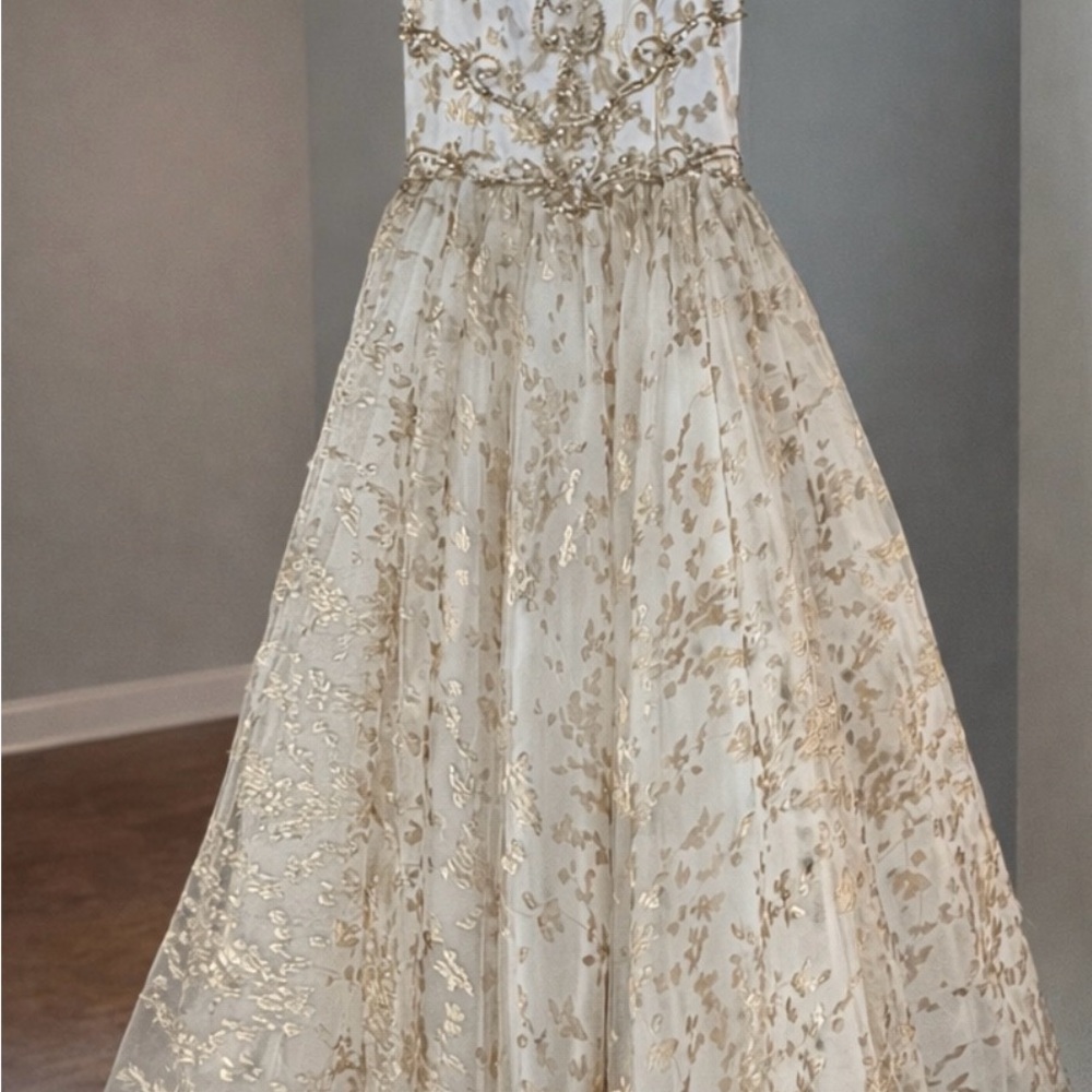 Elegant Gold and White Gown